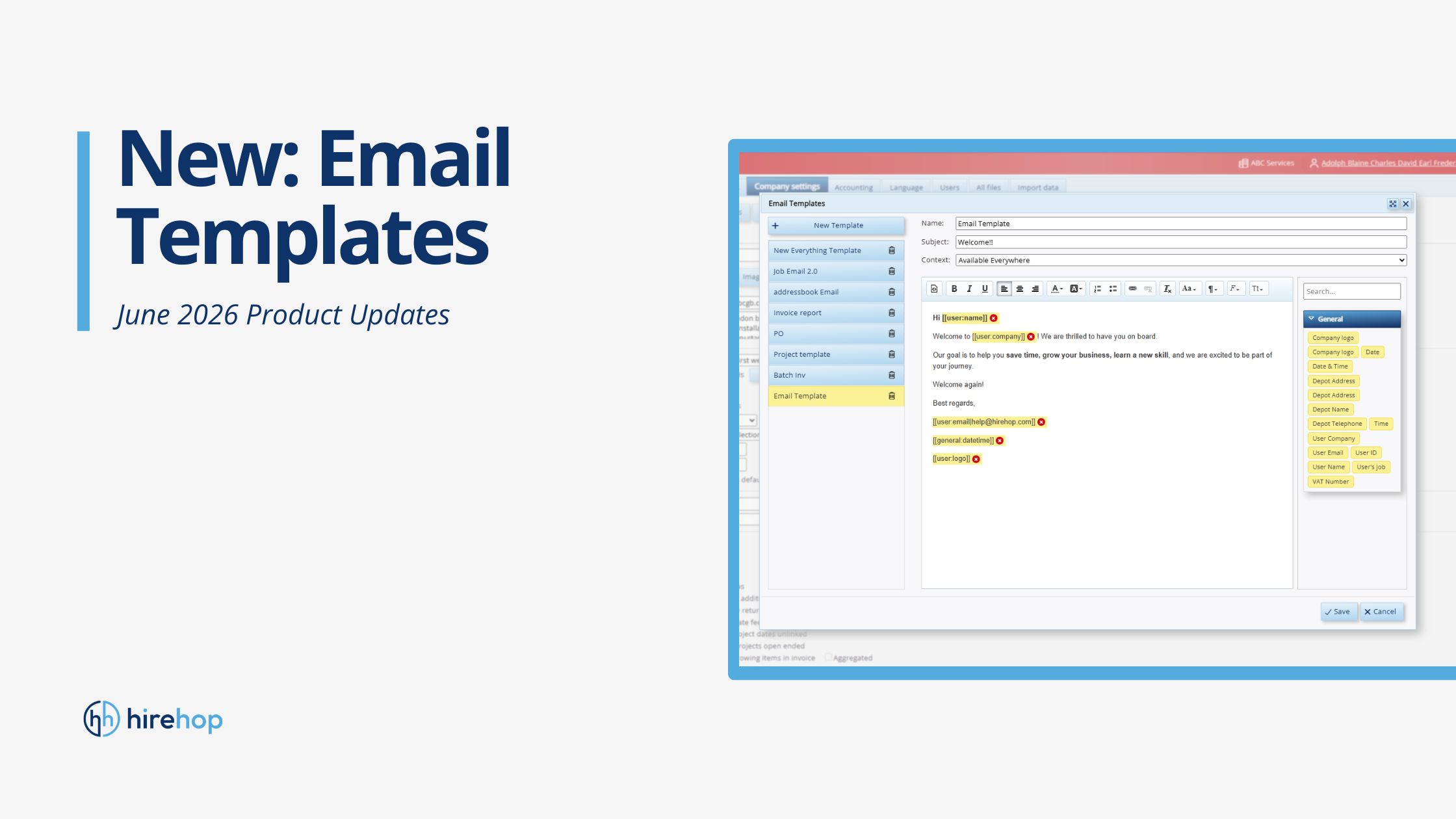 New Feature Email Templates | Hirehop